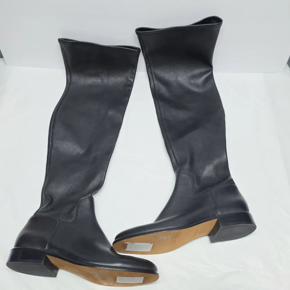 NEW Vince Cody Women's Over The Knee Black Leather Tall Boots Womens 9.5 Stretch